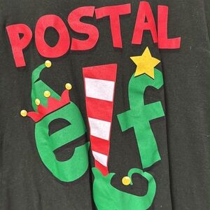 Unisex Christmas Postal Elf Black Graphic Tee Postal Worker Design Big Tall Plus